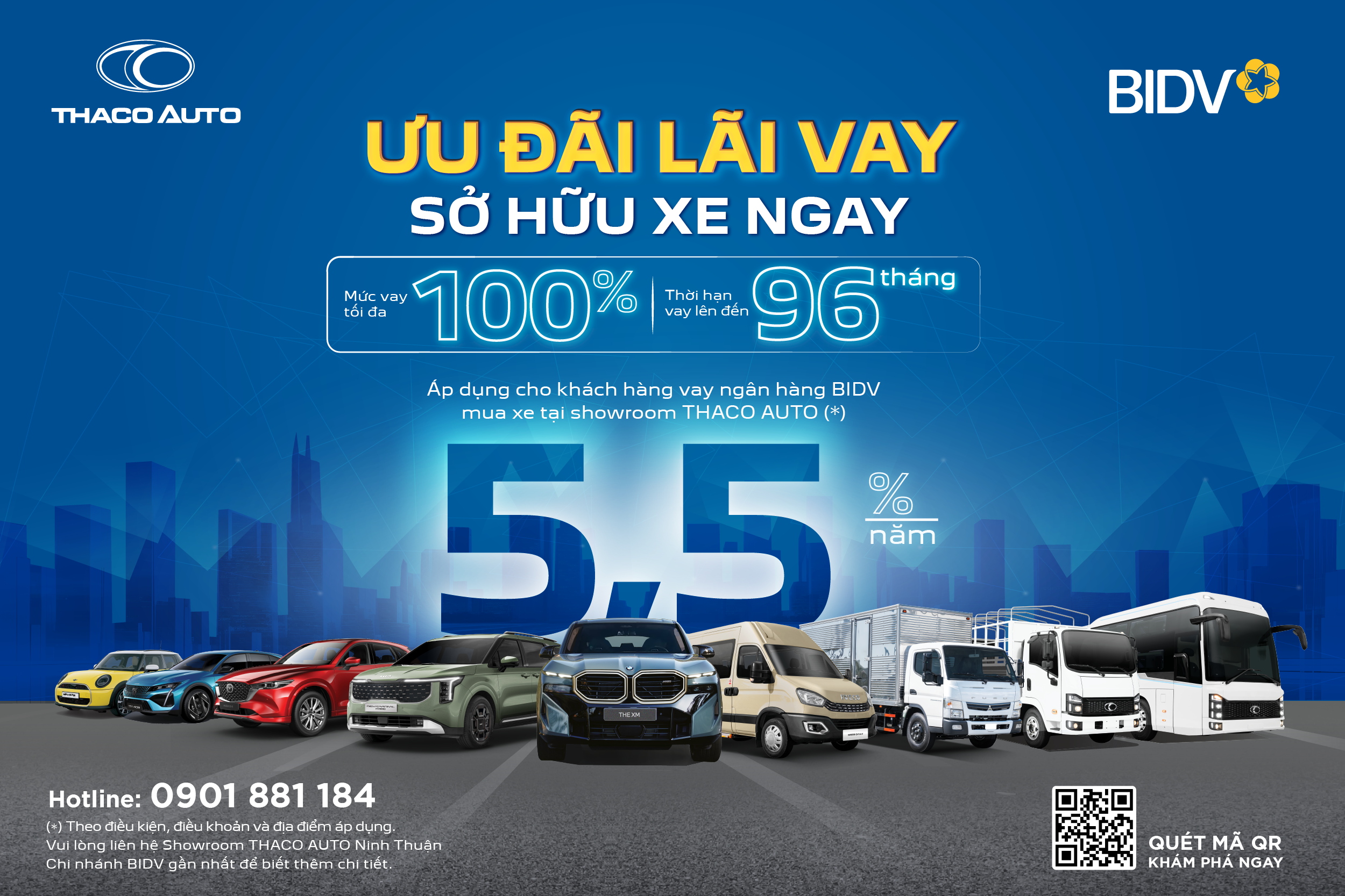 THACO AUTO hợp tác BIDV triển khai gói vay mua xe ưu đãi đến 100% giá trị xe, lãi suất chỉ từ 5,5%/năm
